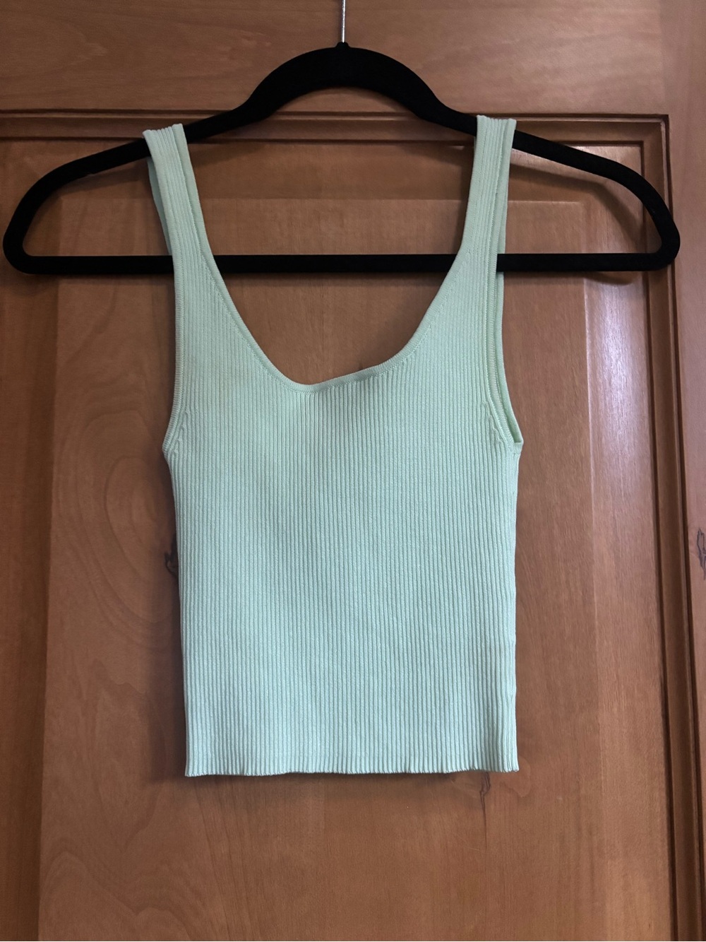 Zara Light Mint Ribbed Scoop Tank Top